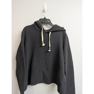 C8 Woman's 100% Cotton Sol Angeles Black Ribbed Hoodie Size Large